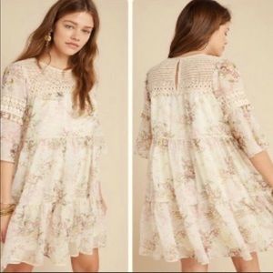 Anthropologie Embroidered Lace Tunic Dress